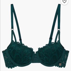 NWT 32B green Savage Not Sorry Lightly Lined Lace Balconette Bra